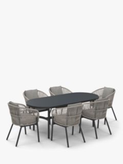 John Lewis Basket 6-Seater Oval Garden Dining Table & Chairs Set, Grey