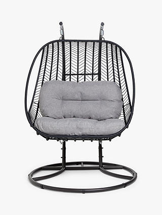 John Lewis Chevron Garden Double Hanging Seat, Black/Grey