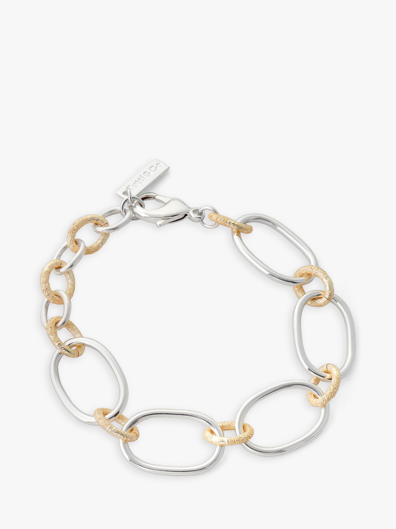 Tutti & Co Two Tone Oval Link Chain Bracelet, Silver/Gold at John Lewis ...