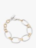 Tutti & Co Two Tone Oval Link Chain Bracelet, Silver/Gold