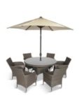 LG Outdoor Monaco 6-Seat Round Garden Dining Table & Armchairs Set with Parasol