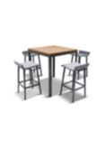 LG Outdoor Siena 4-Seat Wood-Effect High Garden Dining Table & Bar Stools Set, Grey