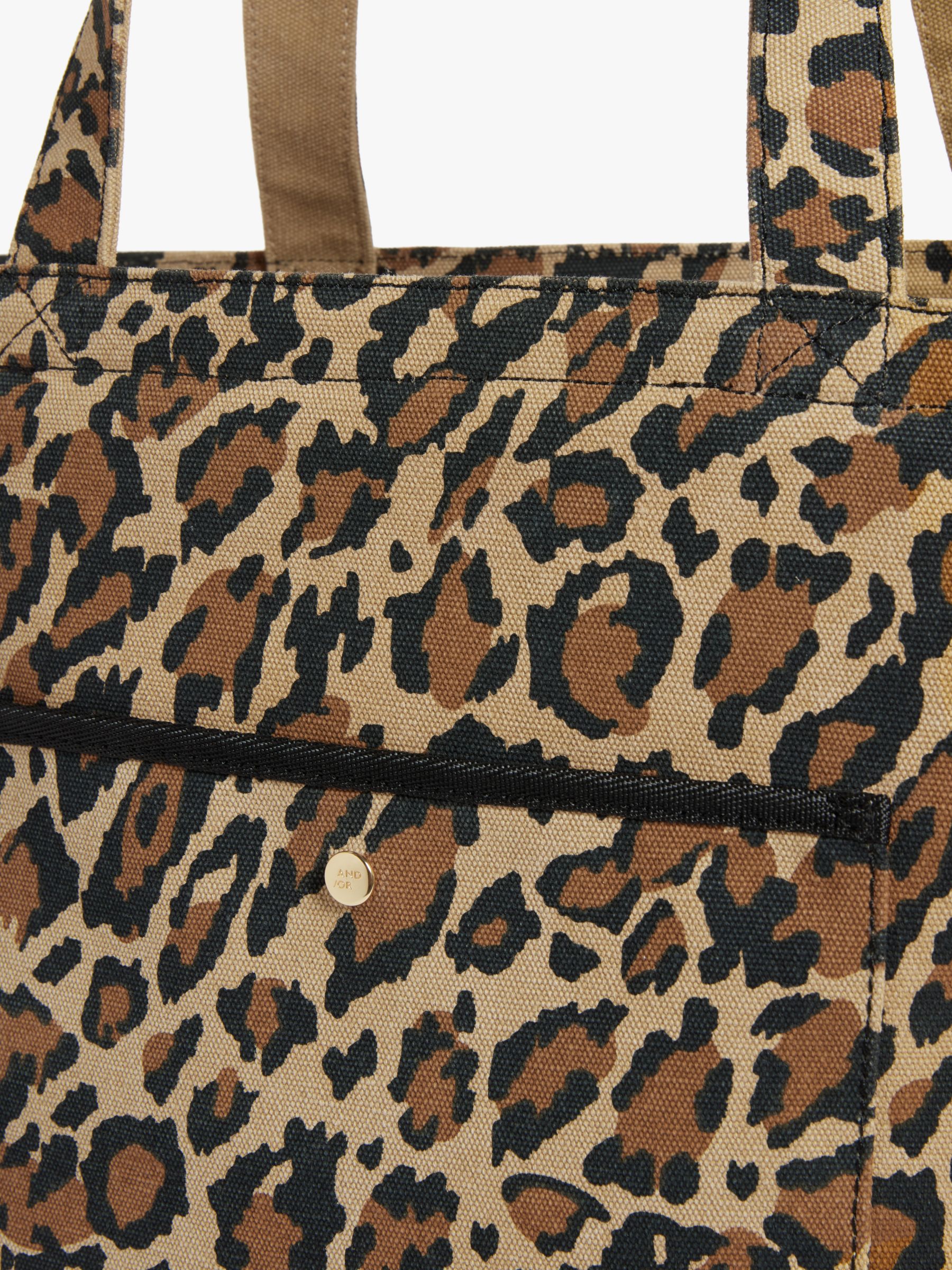 AND/OR Leopard Print East/West Canvas Tote Bag, Multi at John Lewis ...