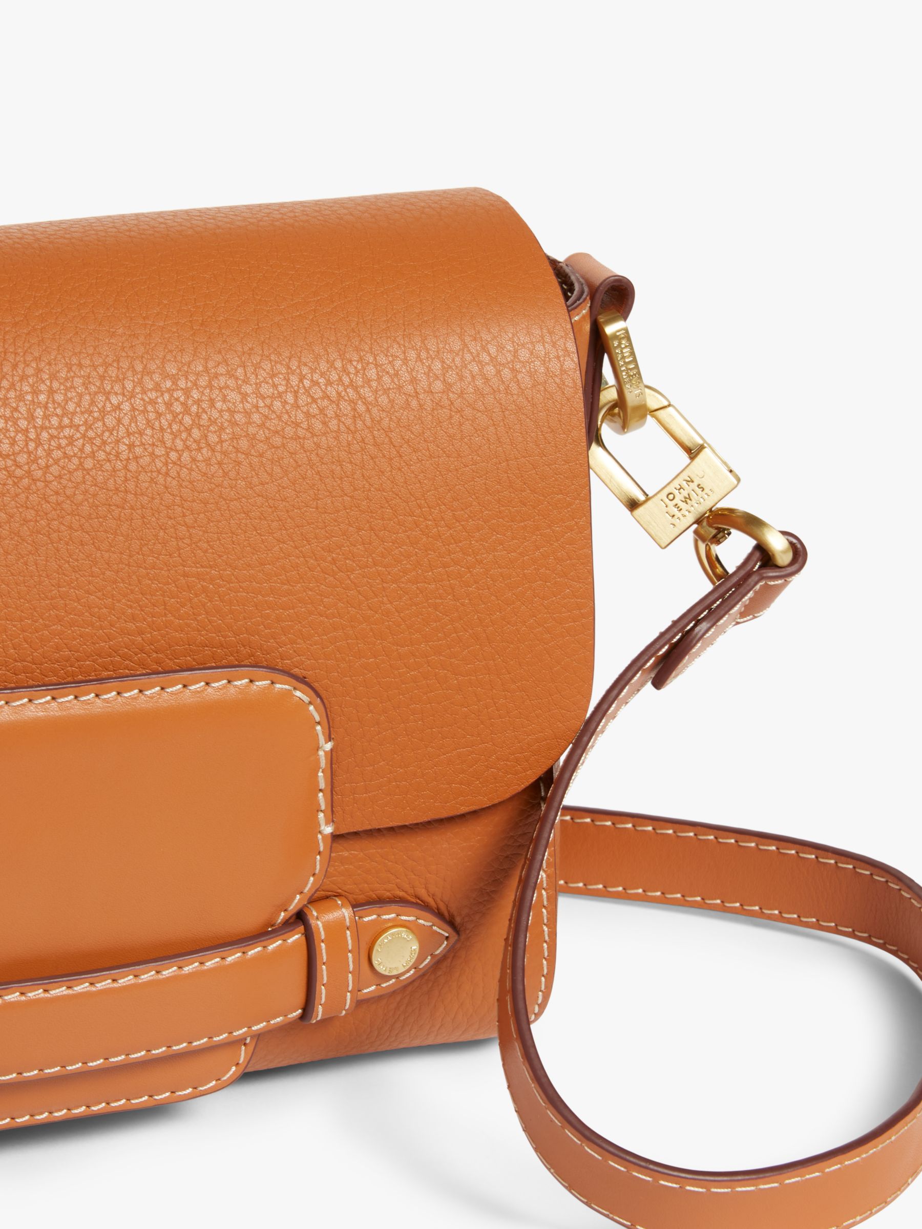 John Lewis & Partners Leather Soft Cross Body Bag, Tan at John Lewis ...