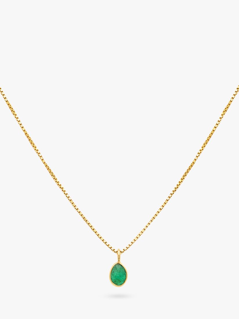Leah Alexandra Sofia Emerald Pendant Necklace, Gold/Green