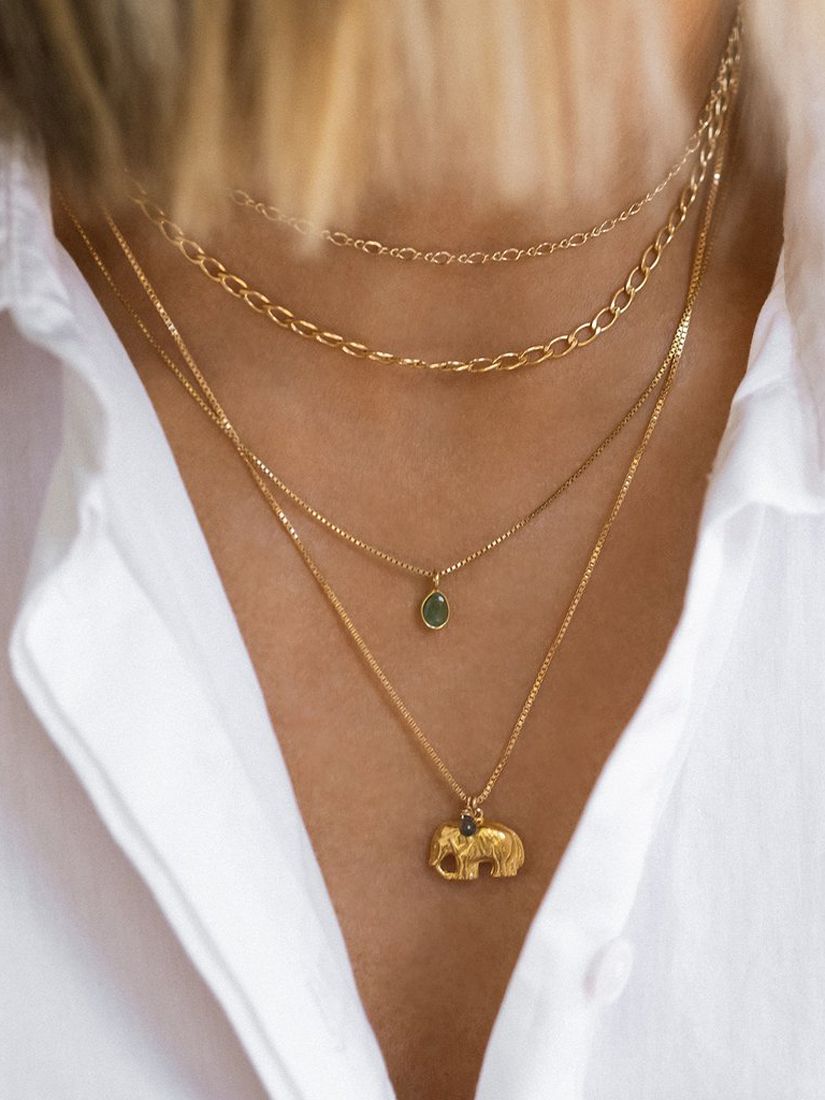Leah Alexandra Sofia Emerald Pendant Necklace, Gold/Green at John Lewis ...