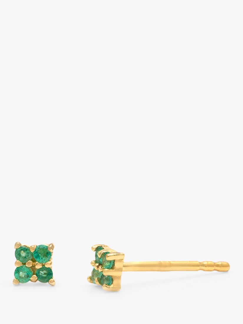 Leah Alexandra Quad Emerald Stud Earrings, Green at John Lewis & Partners