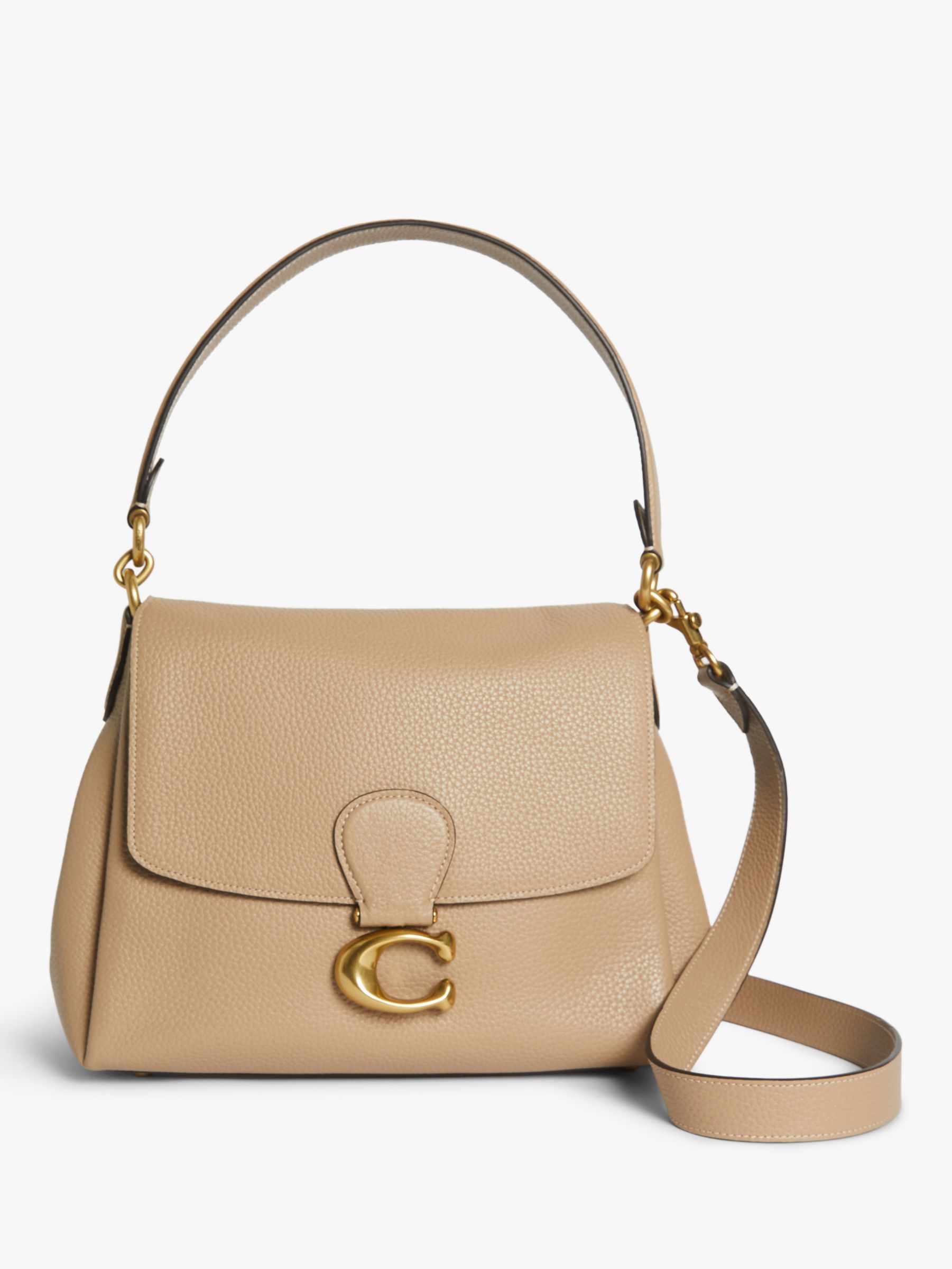 Coach May Leather Shoulder Bag, Taupe at John Lewis & Partners
