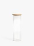 John Lewis & Partners Tall Glass Storage Jar with Bamboo Lid, 1.6L, Clear/Natural
