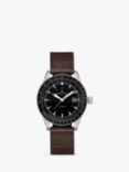 Hamilton H76615530 Men's Khaki Aviation Converter Day Date Automatic Leather Strap Watch, Brown/Black