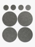 John Lewis ANYDAY Faux Leather Round Reversible Placemats & Coasters, Set of 4, Steel/Cool Grey