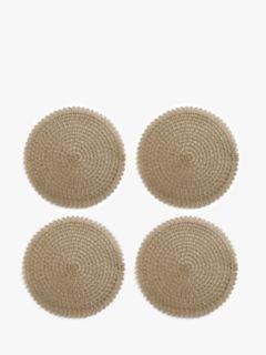 John Lewis ANYDAY Round Braided Scallop Edge Placemats, Set of 4, Natural