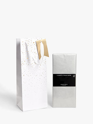 John Lewis Wedding Fleck Bottle Gift Bag with Silver Tissue Paper