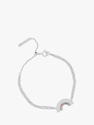 Olivia Burton Crystal Rainbow Chain Bracelet, Silver OBJRBB12