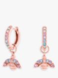 Olivia Burton Crystal Rainbow Bee Hoop Earrings, Rose Gold OBJAME262