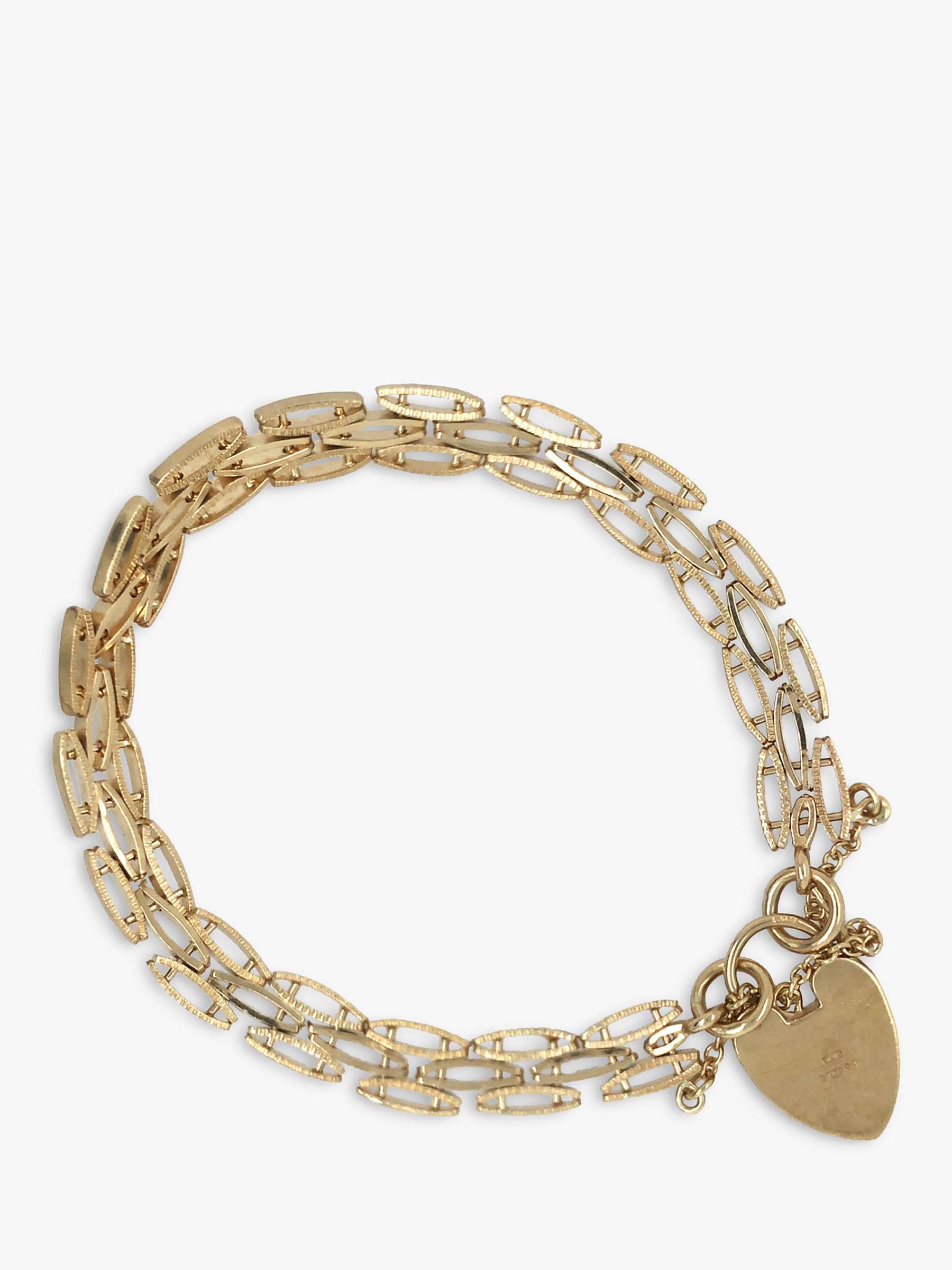 Buy VF Jewellery 9ct Yellow Gold Second Hand Chain Chain Padlock Bracelet Online at johnlewis.com
