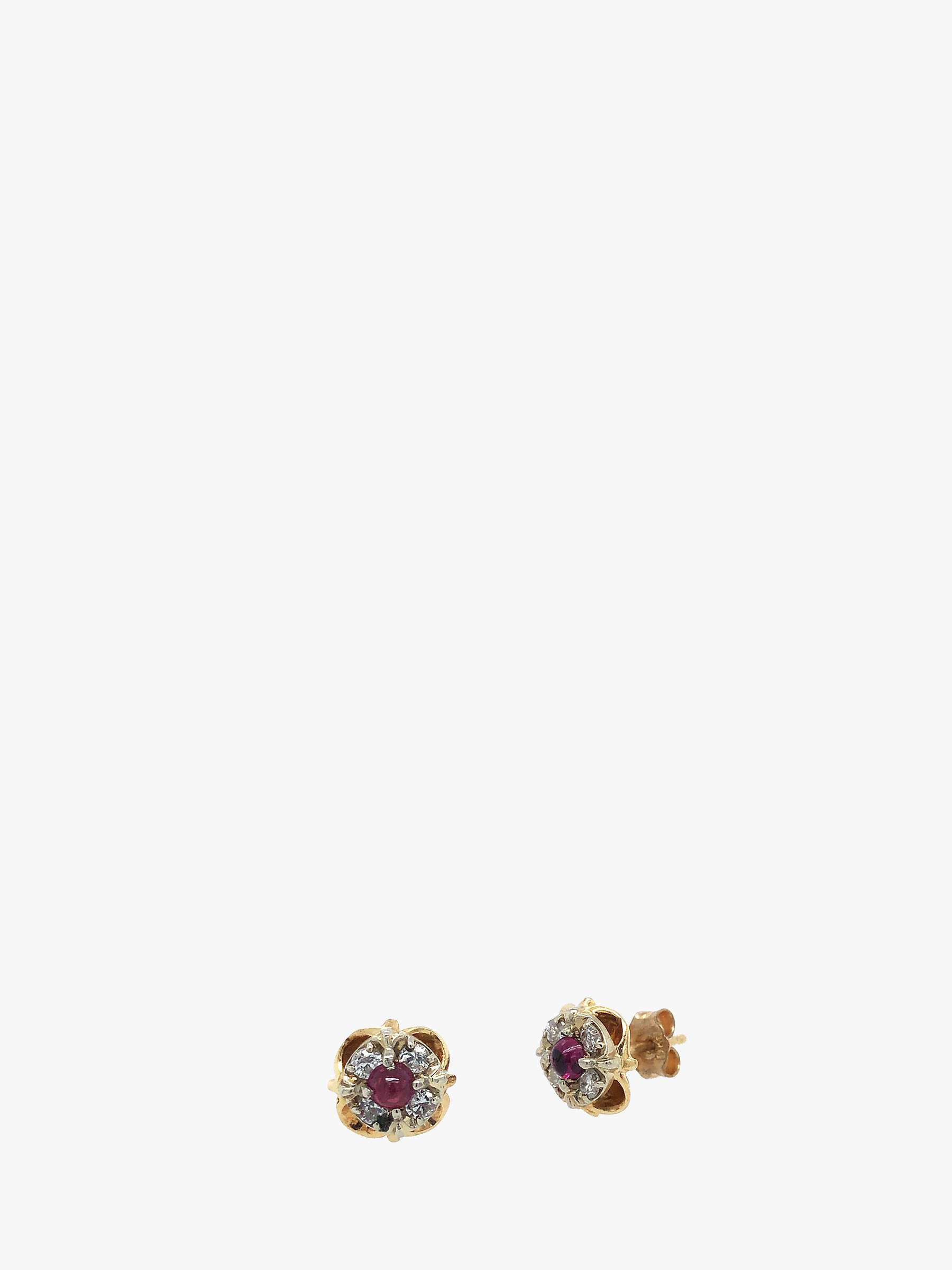 Buy VF Jewellery 14ct Yellow and White Gold Diamond and Ruby Second Hand Flower Stud Earrings Online at johnlewis.com
