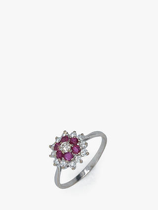VF Jewellery 18ct White Gold Diamond and Ruby Second Hand Cluster Ring