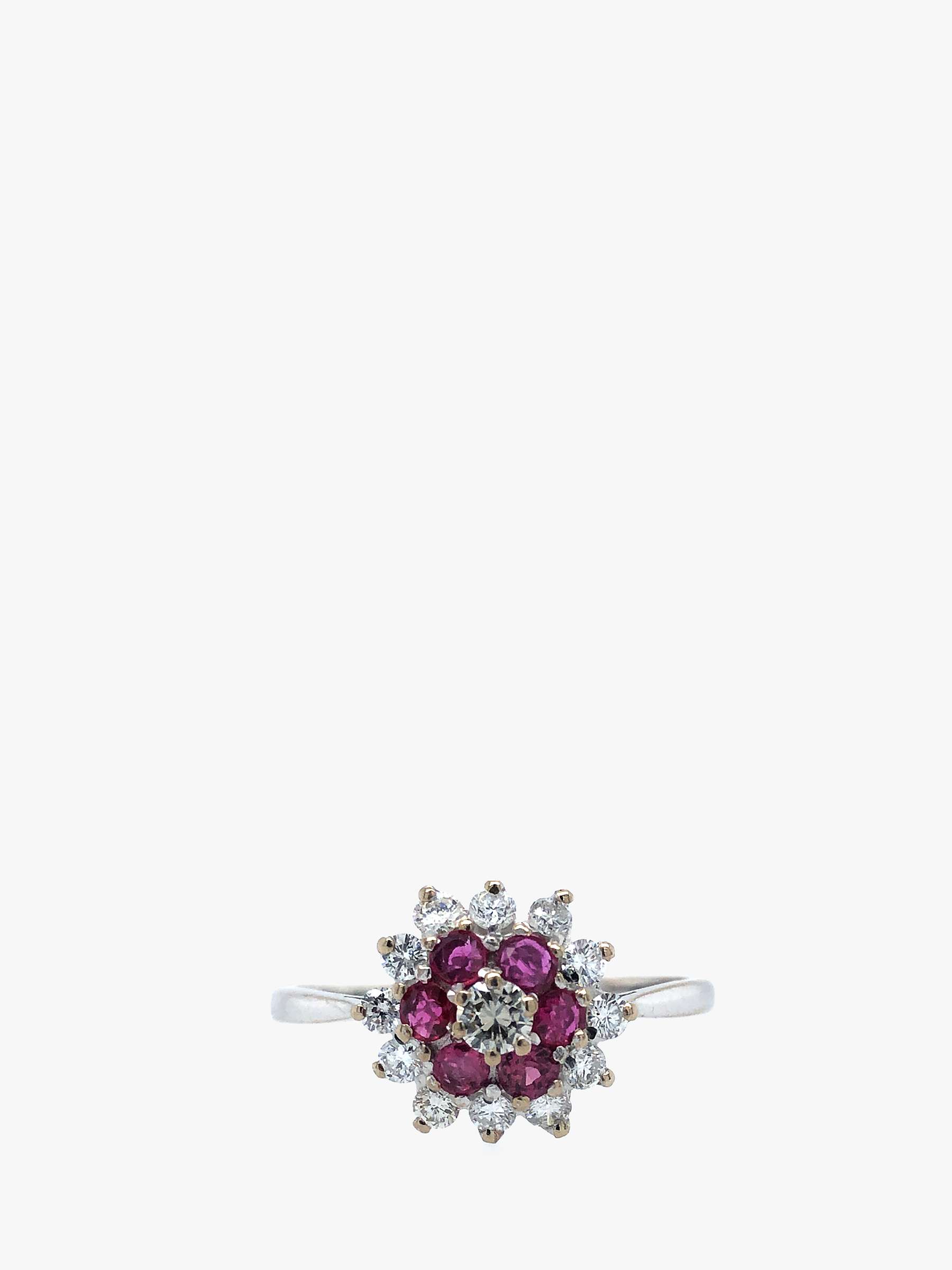 Buy VF Jewellery 18ct White Gold Diamond and Ruby Second Hand Cluster Ring Online at johnlewis.com