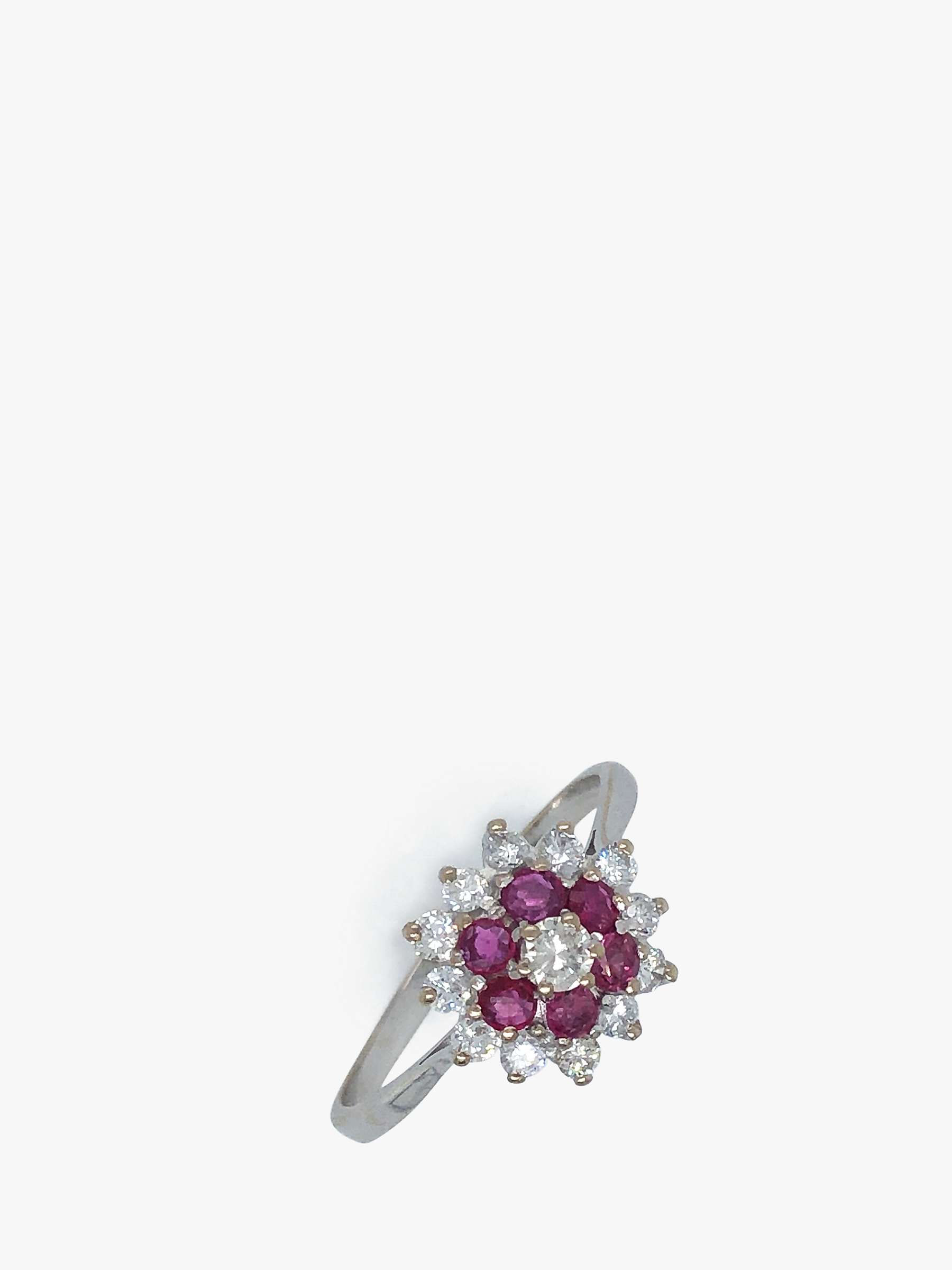 Buy VF Jewellery 18ct White Gold Diamond and Ruby Second Hand Cluster Ring Online at johnlewis.com