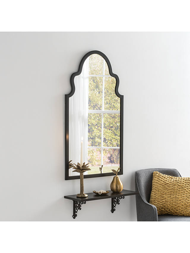 Moroc Decorative Wood Frame Wall Mirror, 98 x 52cm, Black