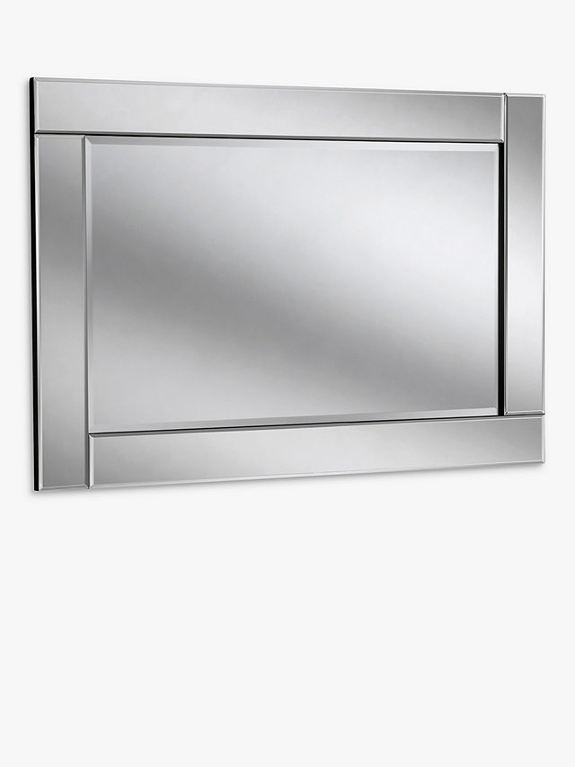 Bevelled Glass Rectangular Frame Wall Mirror, 90 x 60cm, Clear/Black