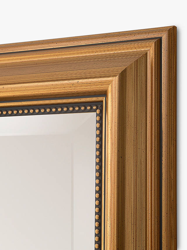 Ribbed Beaded Frame Rectangular Wall Mirror, 94 x 69cm, Gold