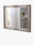 Yearn Baroque Rectangular Wood Framed Wall Mirror, Silver