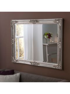 Yearn Baroque Rectangular Wood Framed Wall Mirror, Silver, 74 x 104cmYearn