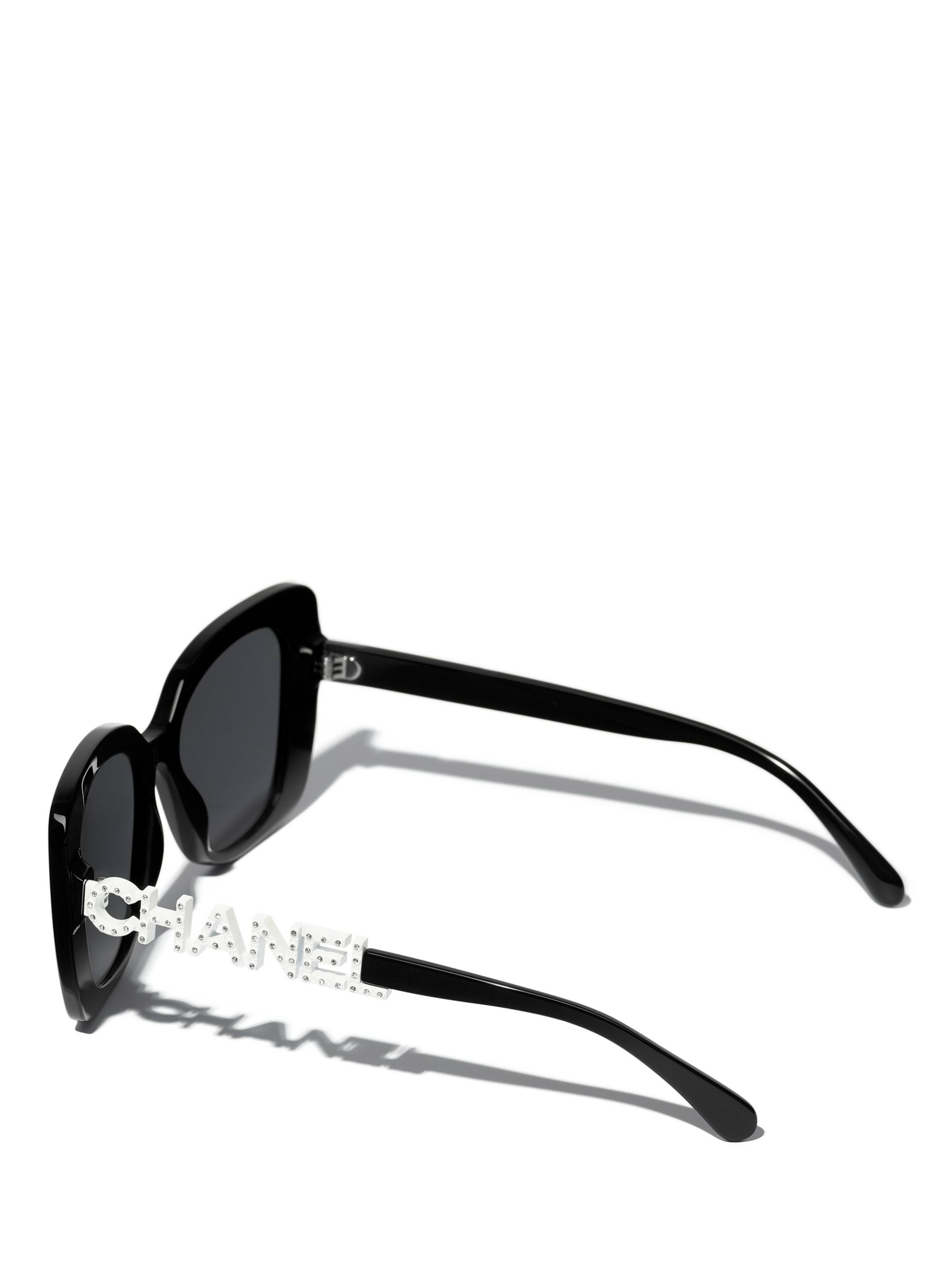 CHANEL Pillow Sunglasses CH5422B Black/Grey at John Lewis & Partners