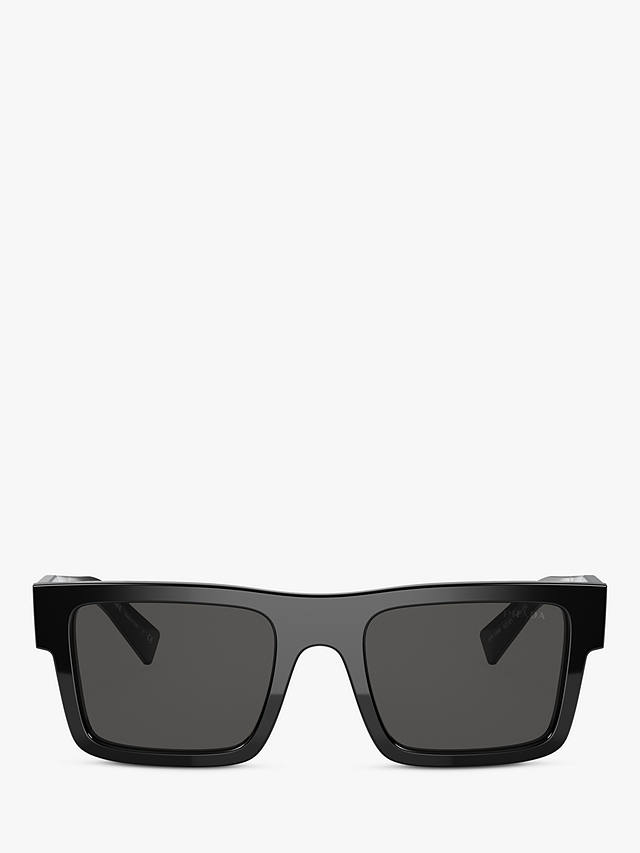 Prada PR 19WS Men's Square Sunglasses, Black at John Lewis & Partners