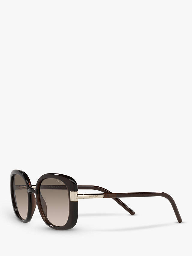 Prada PR 04WS Women's Oversized Round Sunglasses, Dark Brown Crystal