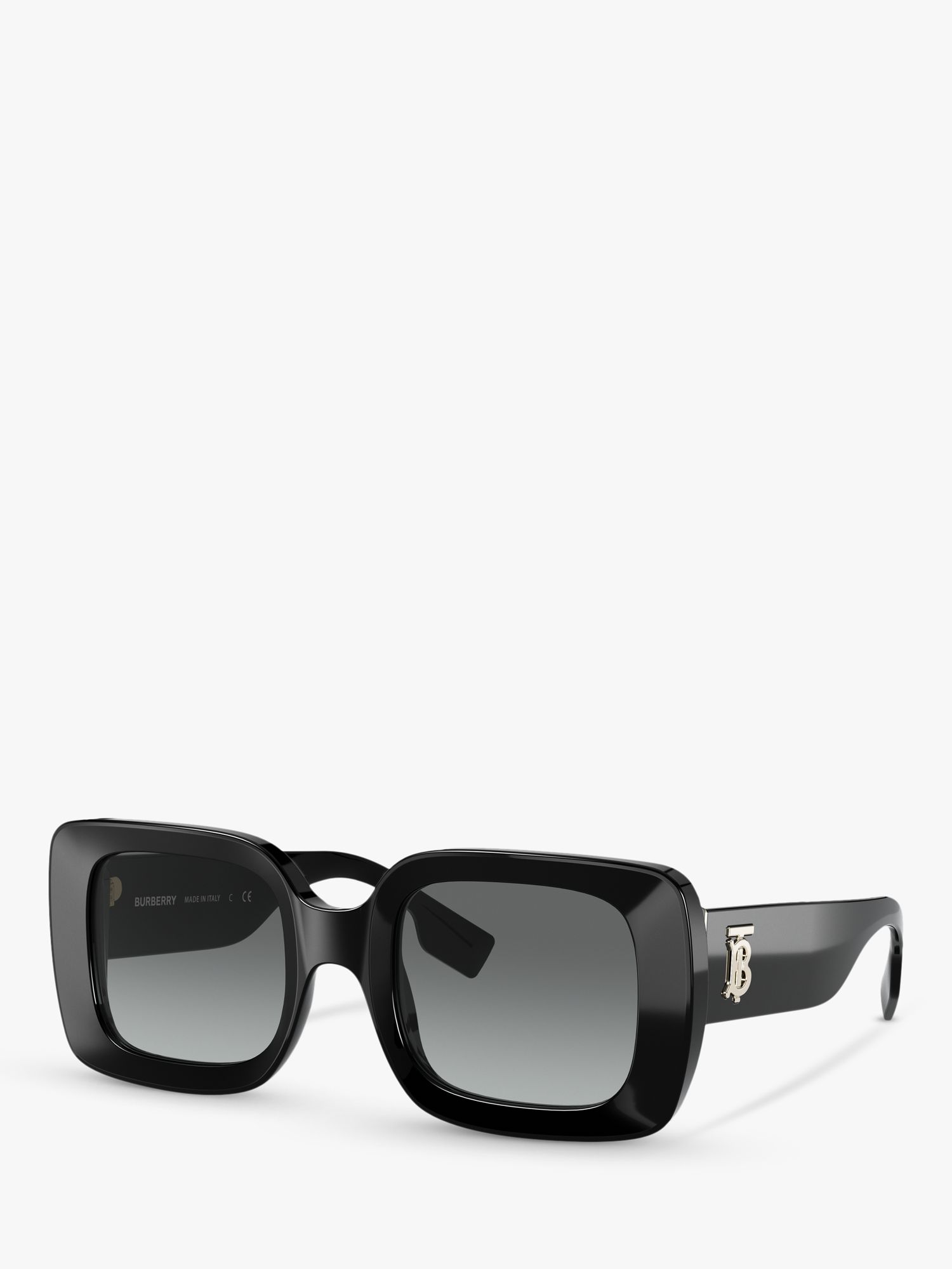 Burberry BE4327 Women's Square Sunglasses, Black/Grey Gradient at John ...