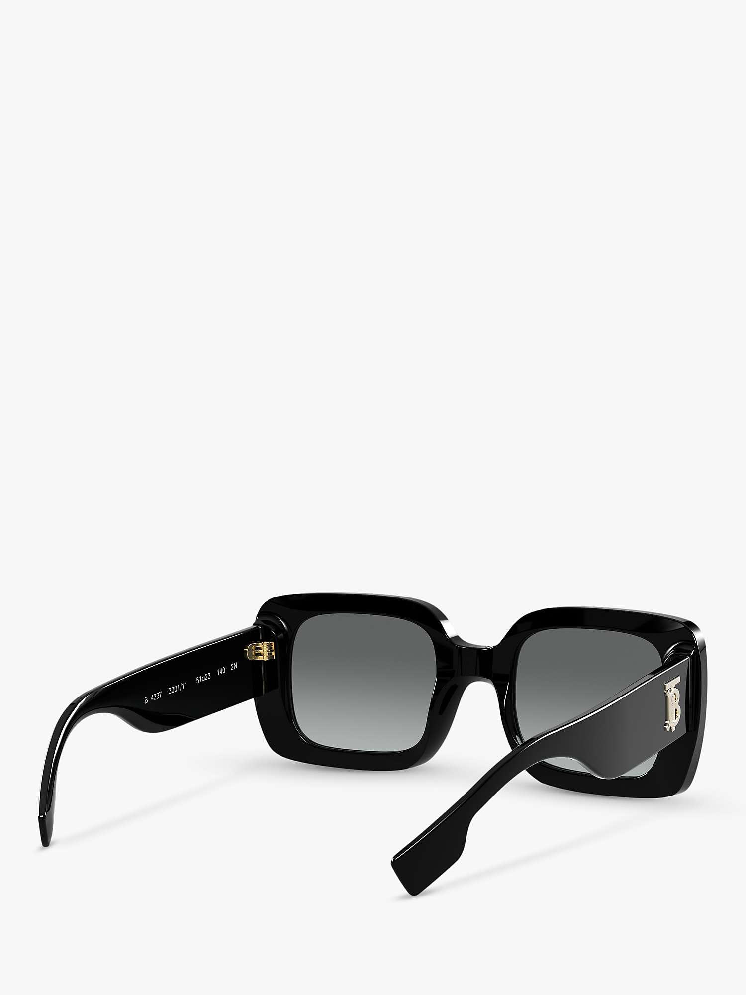 Burberry BE4327 Women's Square Sunglasses, Black/Grey Gradient at John ...