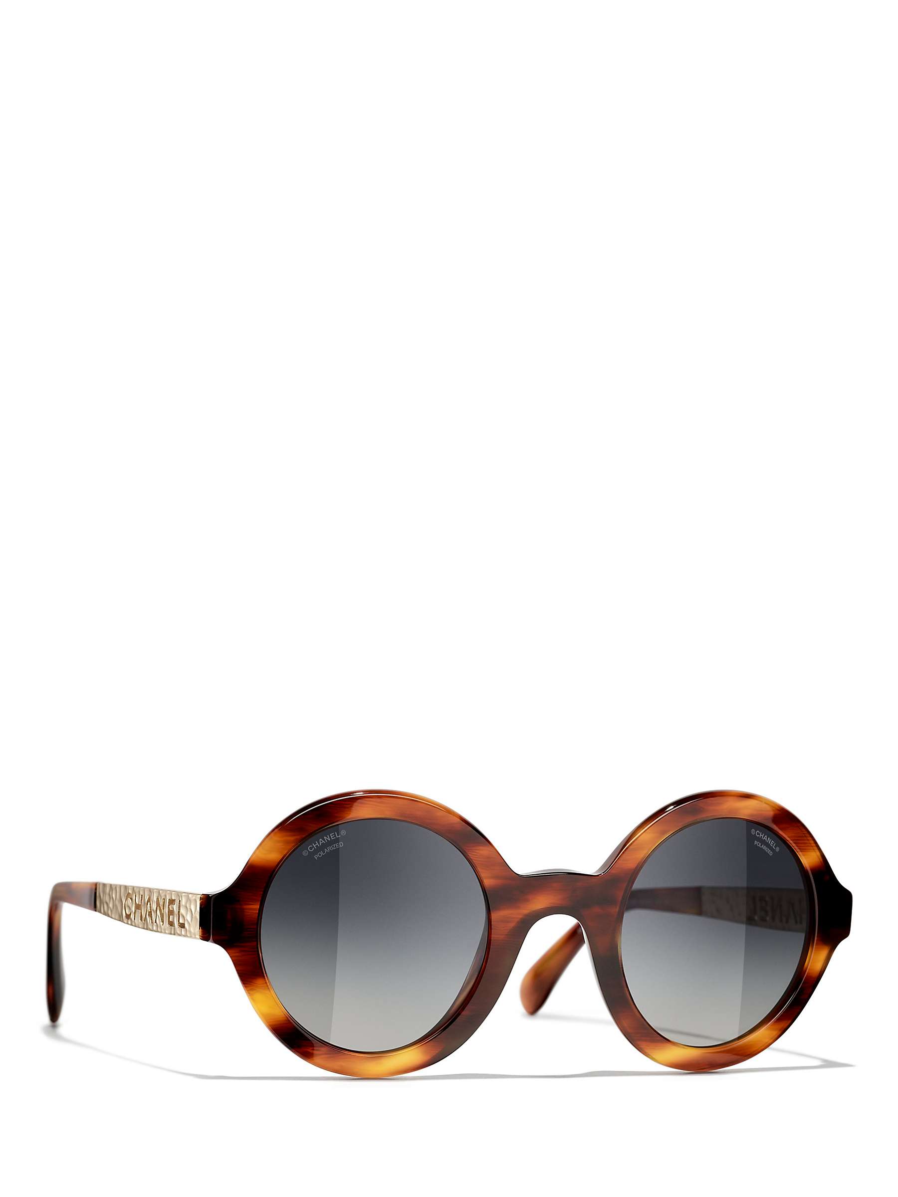 Buy CHANEL Round Sunglasses CH5441 Striped Brown/Grey Gradient Online at johnlewis.com
