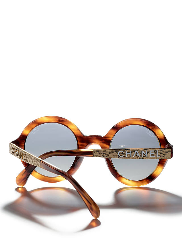CHANEL Round Sunglasses CH5441 Striped Brown/Grey Gradient