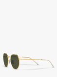 Ray-Ban RB3565 Jack Unisex Metal Hexagonal Sunglasses, Legend Gold/Classic Green