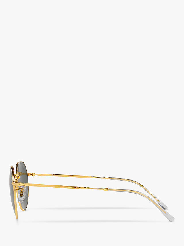 Ray-Ban RB3565 Jack Unisex Metal Hexagonal Sunglasses, Legend Gold/Classic Green