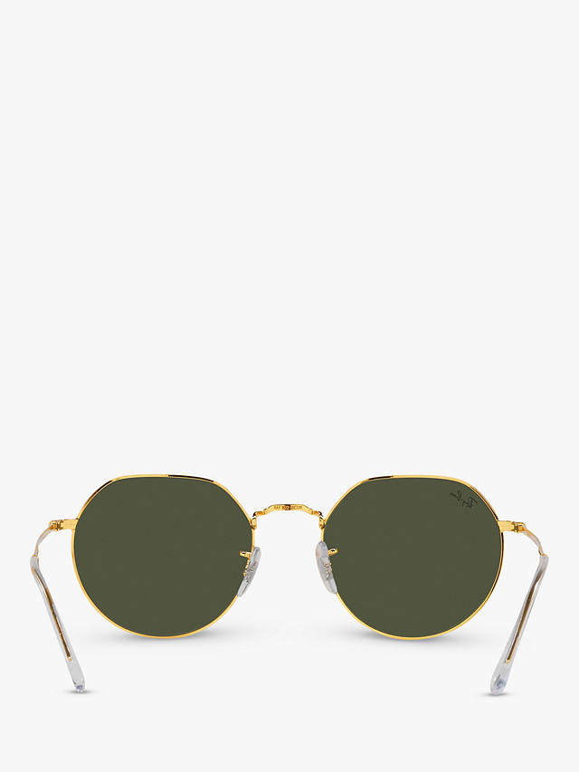 Ray-Ban RB3565 Jack Unisex Metal Hexagonal Sunglasses, Legend Gold/Classic Green