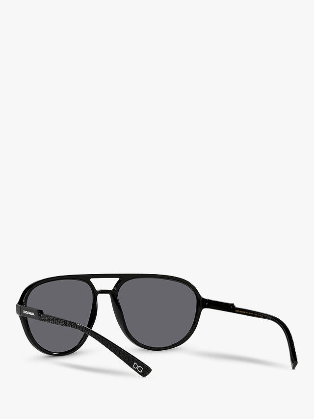 Dolce & Gabbana DG6150 Men's Polarised Aviator Sunglasses, Black/Grey