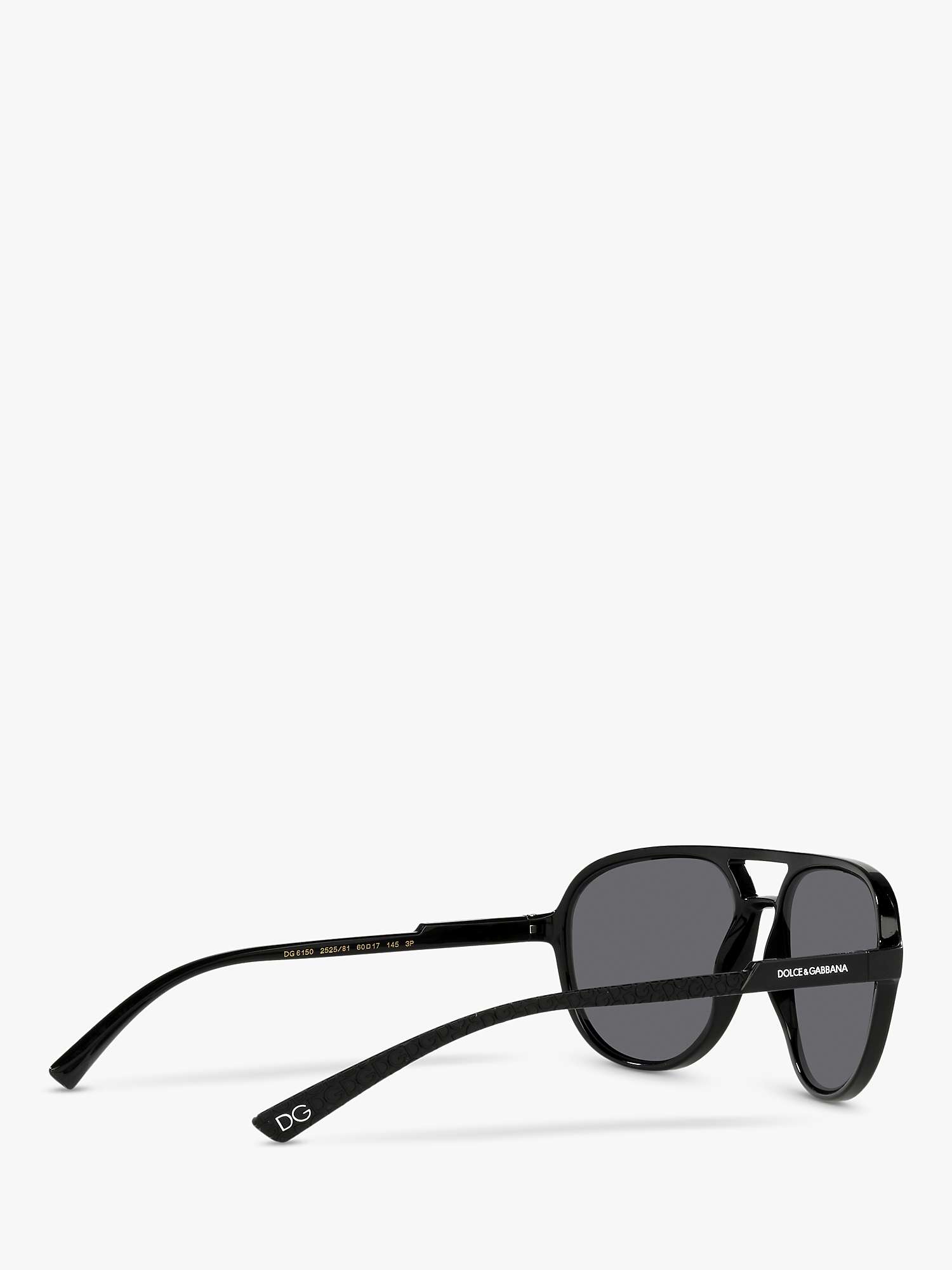 Buy Dolce & Gabbana DG6150 Men's Polarised Aviator Sunglasses, Black/Grey Online at johnlewis.com