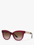 Versace VE4394 Women's Cat's Eye Sunglasses, Transparent Bordeaux/Brown Gradient