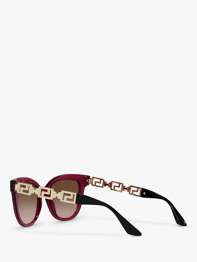 Versace VE4394 Women's Cat's Eye Sunglasses, Transparent Bordeaux/Brown Gradient