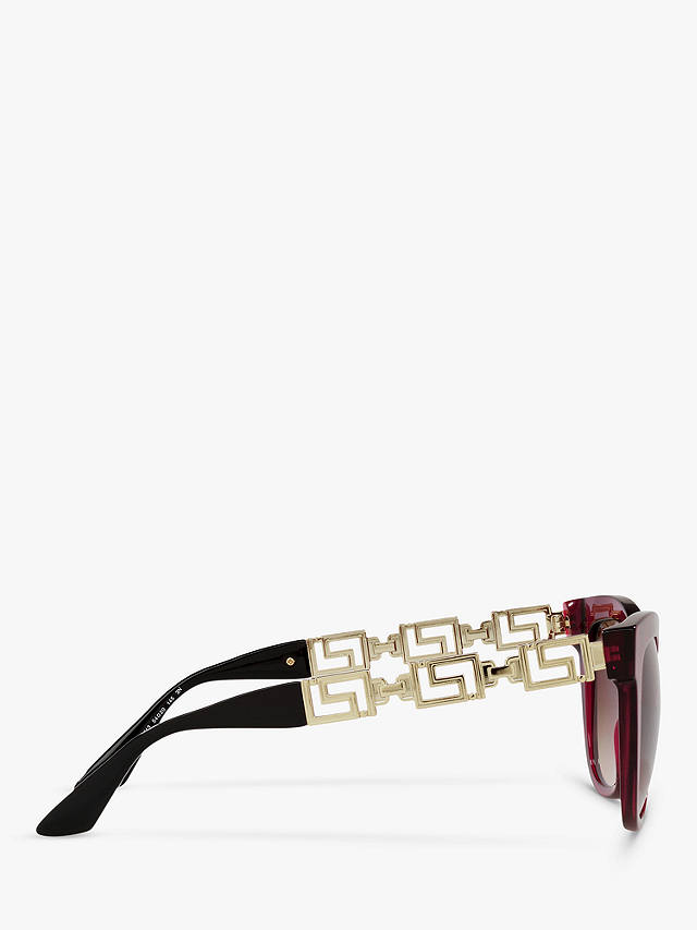 Versace VE4394 Women's Cat's Eye Sunglasses, Transparent Bordeaux/Brown Gradient