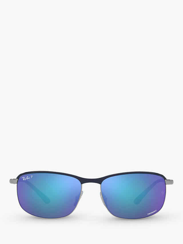 Ray-Ban RB3671CH Unisex Polarised Sunglasses, Blue On Gunmetal/Mirror Blue