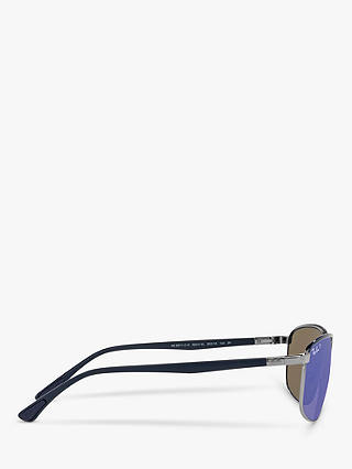 Ray-Ban RB3671CH Unisex Polarised Sunglasses, Blue On Gunmetal/Mirror Blue