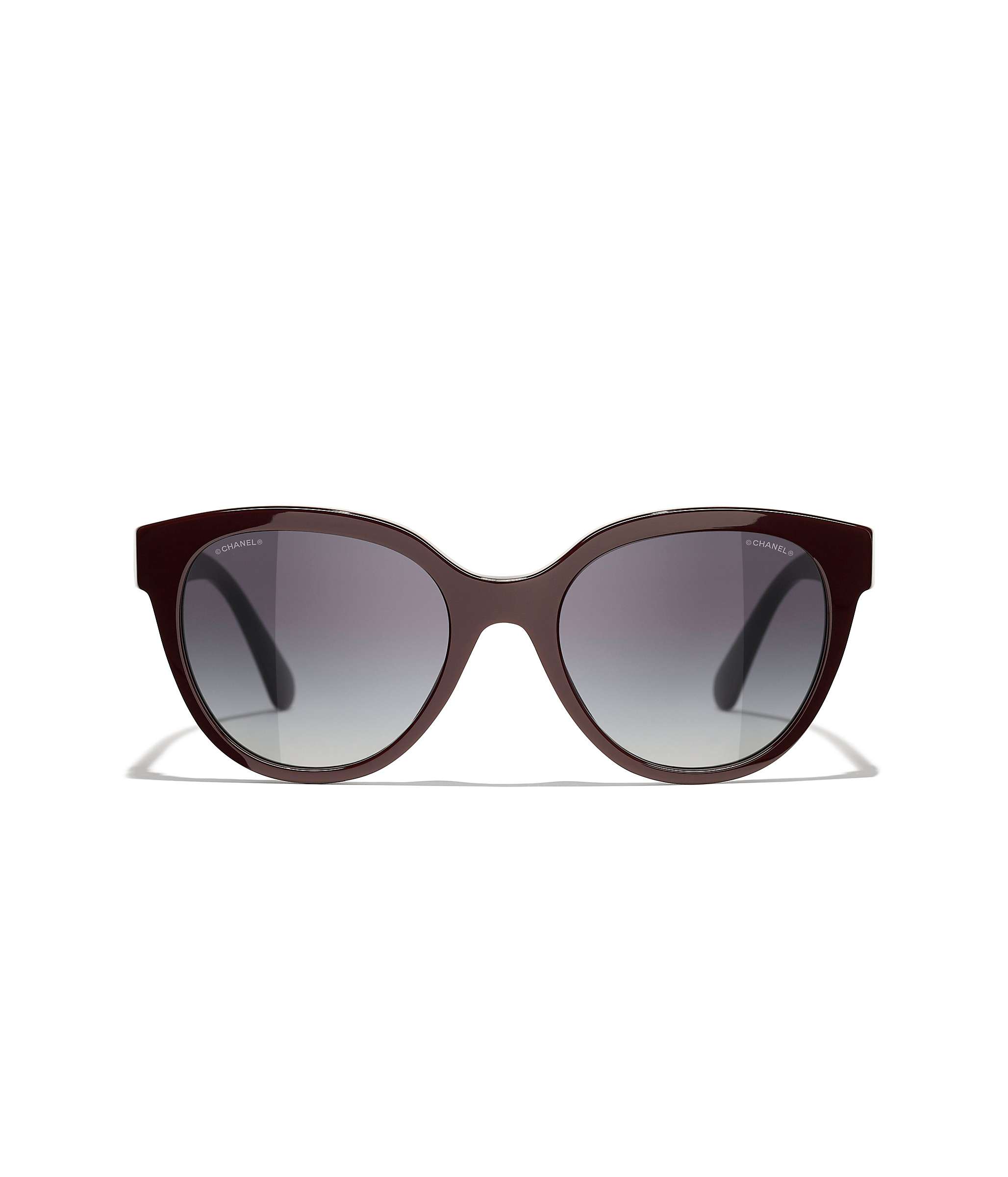 Buy CHANEL Oval Sunglasses CH5414 Dark Red/Grey Gradient Online at johnlewis.com