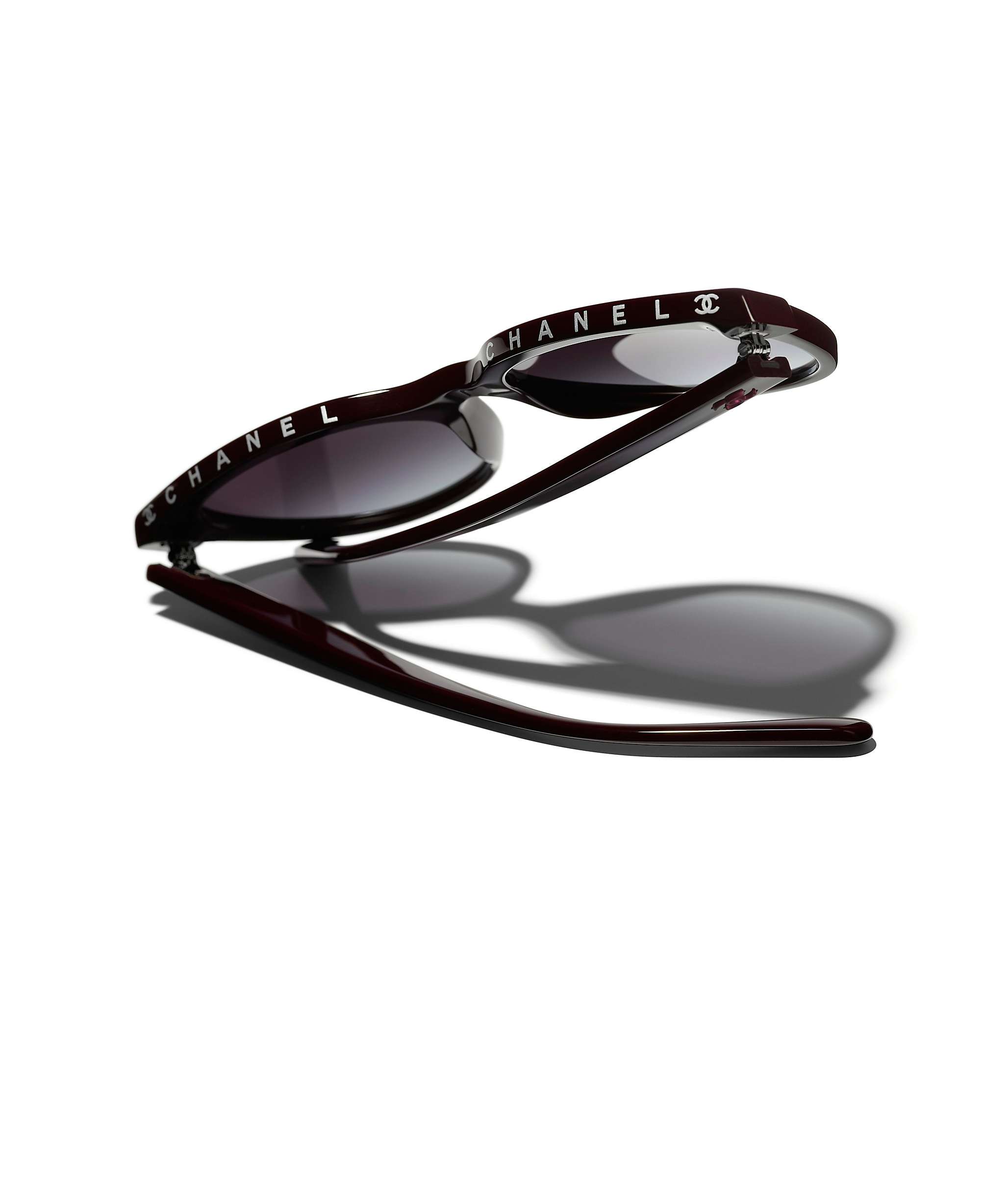 Buy CHANEL Oval Sunglasses CH5414 Dark Red/Grey Gradient Online at johnlewis.com