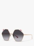BVLGARI BV6160 Women's Irregular Sunglasses, Gold/Grey Gradient
