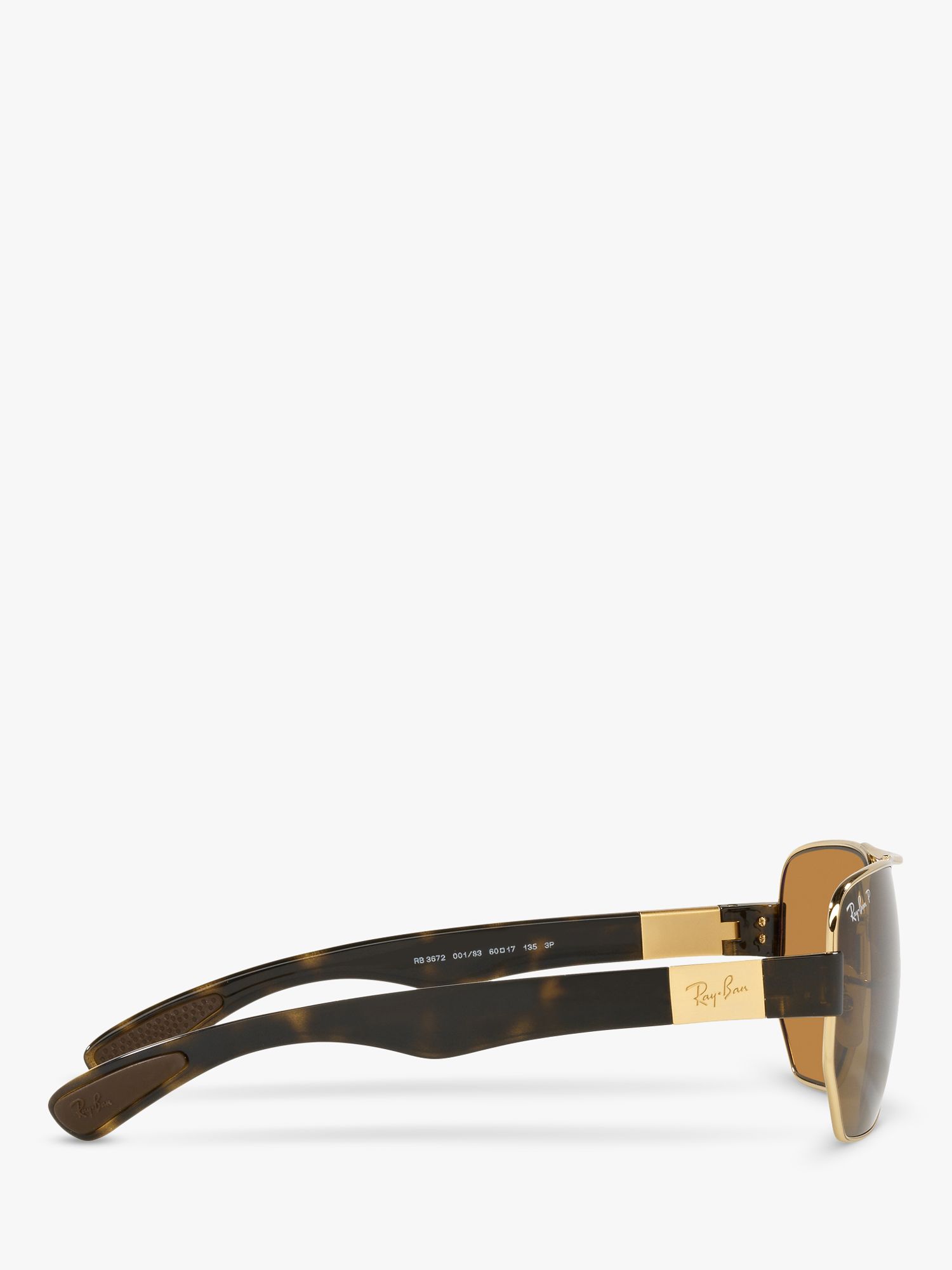 Buy Ray-Ban RB3672 Unisex Polarised Tortoiseshell Irregular Steel Frame Sunglasses, Arista Gold/Brown Online at johnlewis.com